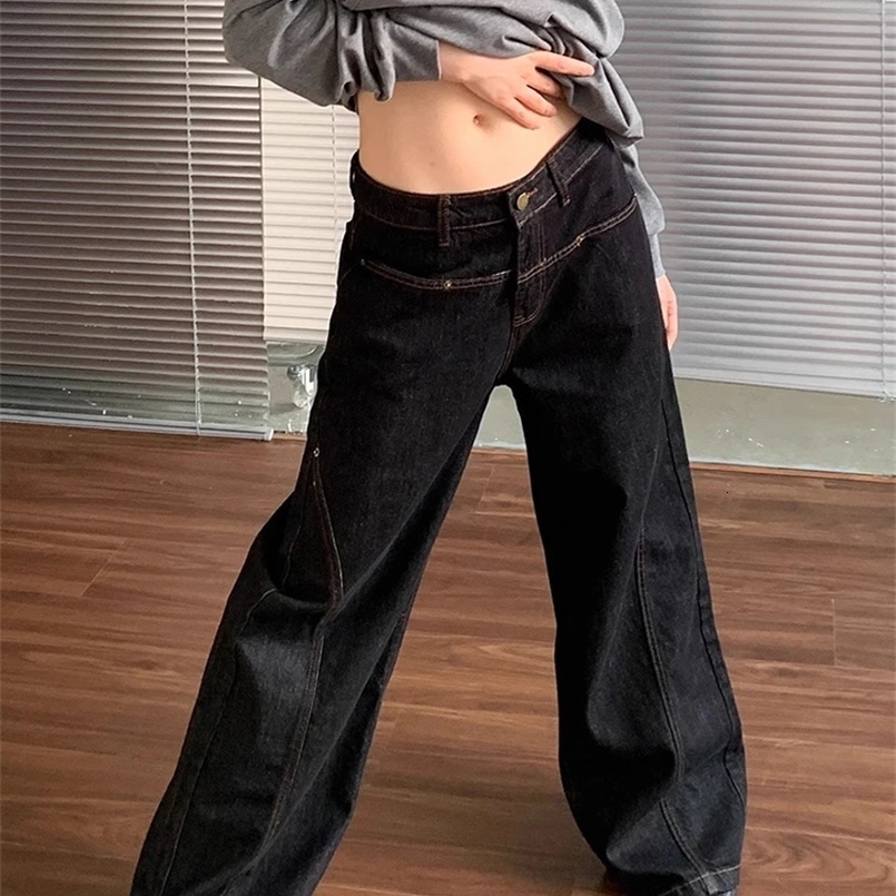 Korean Fashion Wide Leg Denim Jeans Women High Waist Loose Baggy Pants Streetwear Y2K Straight Trousers Vintage Female Pants 250320