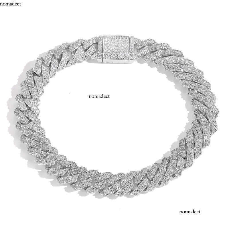 Moissanite Gold Sier Chains For Mens Womens Miami Cuban Link Chain Bracelets Necklace Jewelry 10mm e8