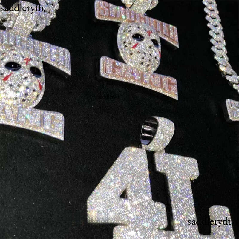Custom Hip Hop Jewelry Rapper Letter Iced Out Baguette Initial Vvs Moissanite Pendant