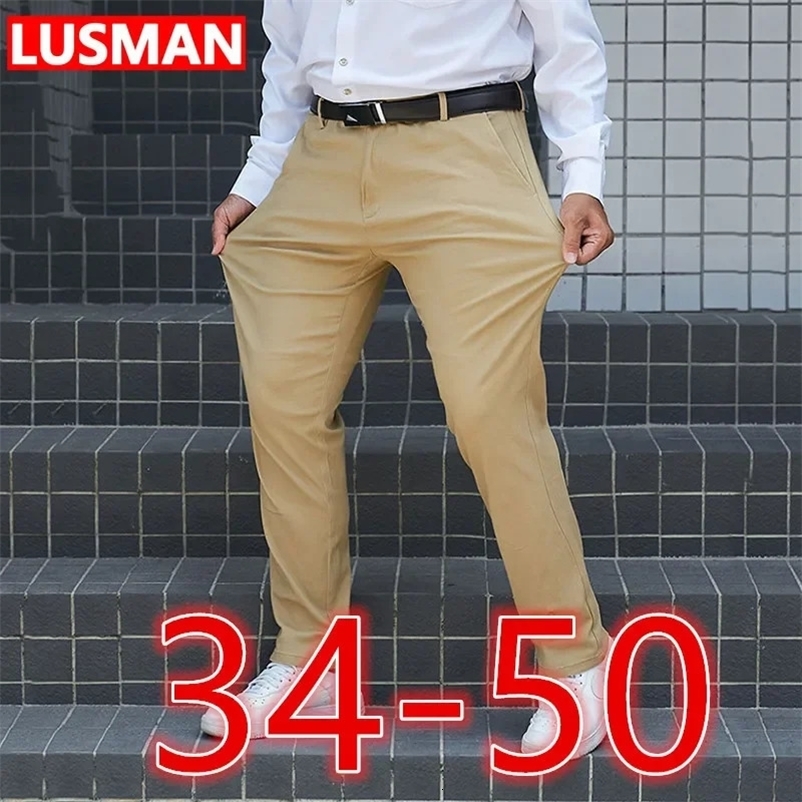 Men's Pants Big Size Men Casual Pants for 70-150kg Plus Size Suit Pants 34-50 Men's Trousers Long Pants Stretch Fabric Loose Baggy Pants 231