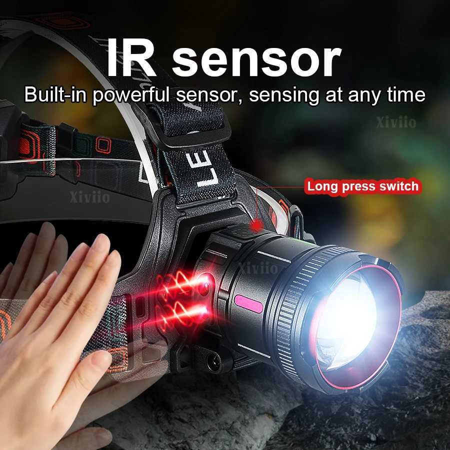 60000000LM LED Sensor Headlight Super Bright 3500M Headlamp Most Powerful Head Flashlight Waterproof Outdoor Fishing Lantern J2509251