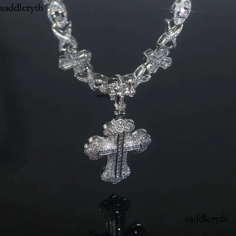 Hip Hop Pendant with Eye Cross Cuban Chain Necklace 5A Zircon Mens Jewelry