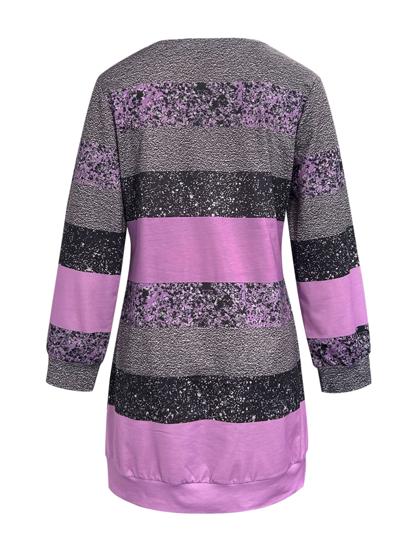 Women's Plus Size Striped Sweatshirt Dress - Purple Gray Color Block Casual Daily Wear-YL23462