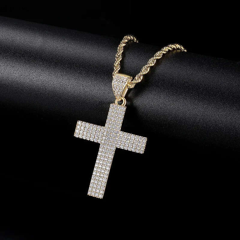 Hip Hop Full 5A Zircon Cross Pendant with TopBling Tennis Chain Men Jewelry Gift c5