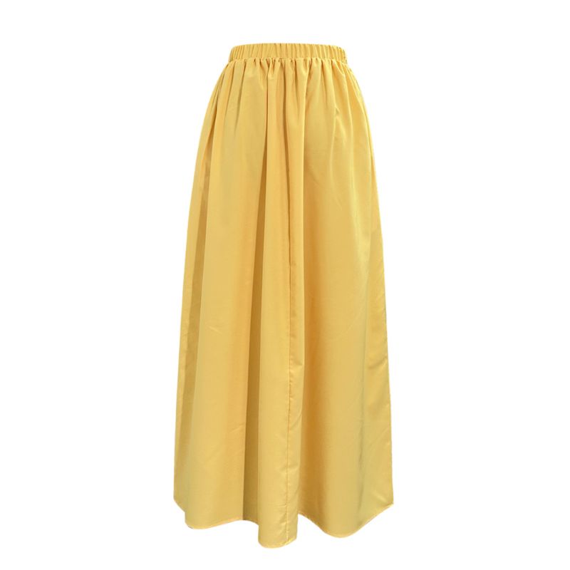 Women's Spring & Summer Elegant Casual A - Line Maxi Skirt, Milk Silk Versatile Outdoor Wear Midi Skirt-CF52703