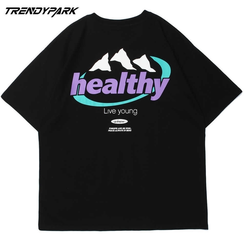 Men's Harajuku T-Shirt Hip Hop Fashion Letters Printed T Shirt Summer Short Sleeve Tshirt Cotton Tops Men Clothing 210601