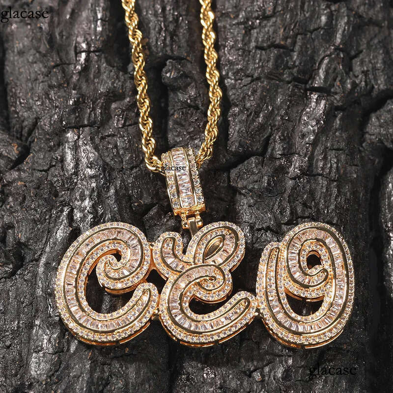 Hip Hop Cursive A-Z Custom Name Pendant Necklaces TopBling 5A T Zircon Women Men Jewelry