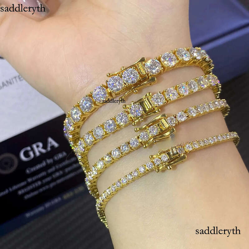 14K Gold Plated Moissanite 2mm 3mm 4mm 5mm Sterling Sier Women Fashion Tennis Bracelet Wholesale