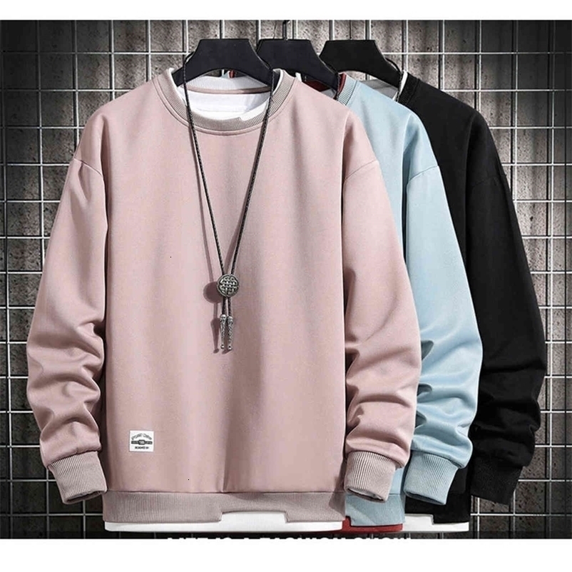 Spring Men Crewneck Sweatshirt Harajuku Oversized Japanese Streetwear Black Hoodie Hip Hop Sweatshirts Hoodies Male Tops 211106