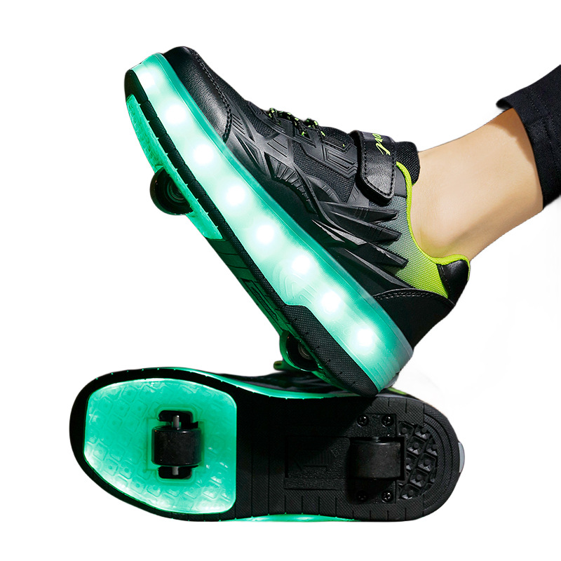 Two Wheels Children's Led Light Roller Skate Shoes For Kids Boys Girls Glowing Sports Luminous Sneakers Skateboard USB Charging