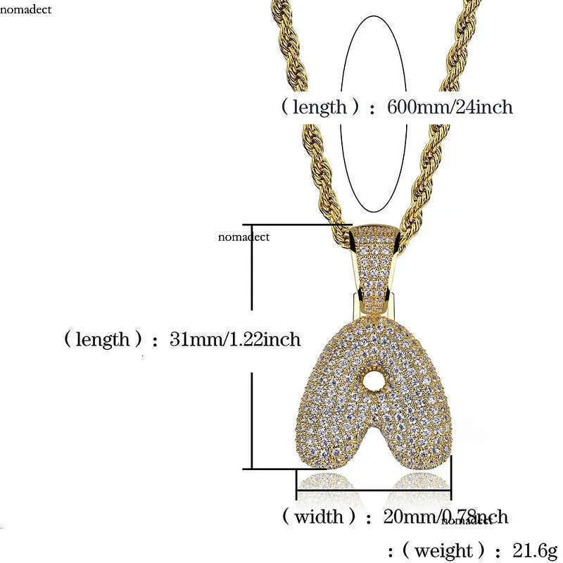 Mens Hip Hop Jewelry Fashion Iced Out Letter Pendant Necklace Gold Initial Letters Necklaces For Men e0