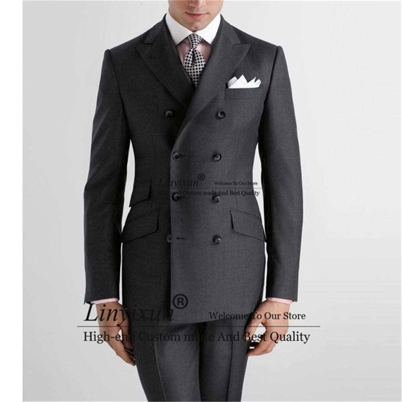 Men's Suits Blazers Fashion Black Mens Suits Slim Fit Formal Business Blazer Double Breasted Wedding Groom Tuxedo 2 Piece Jacket Pants Costume Ho