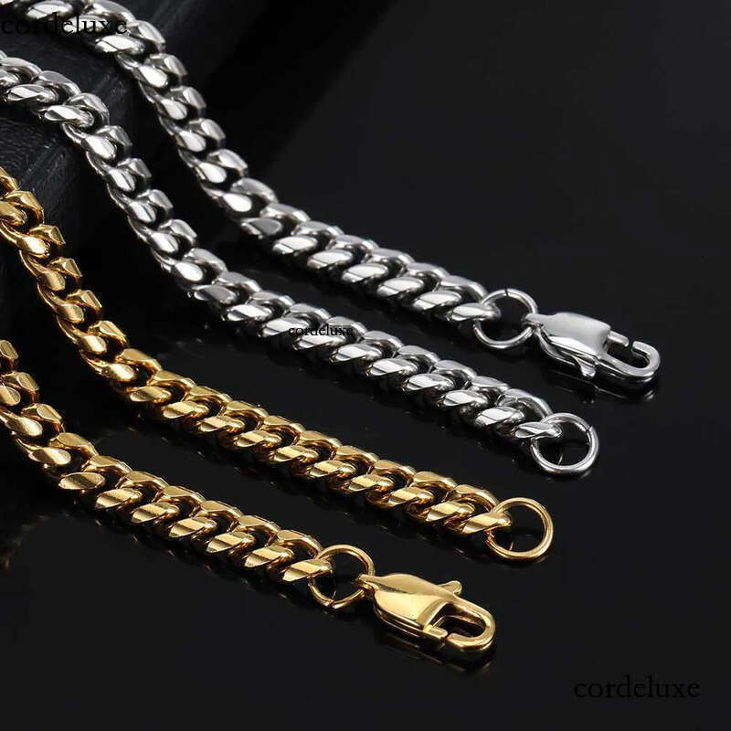 Hip Hop Cuban Link Chain Real Gold Plated Stainless Steel Metal Necklace for Men 4mm 6mm 8mm 1a