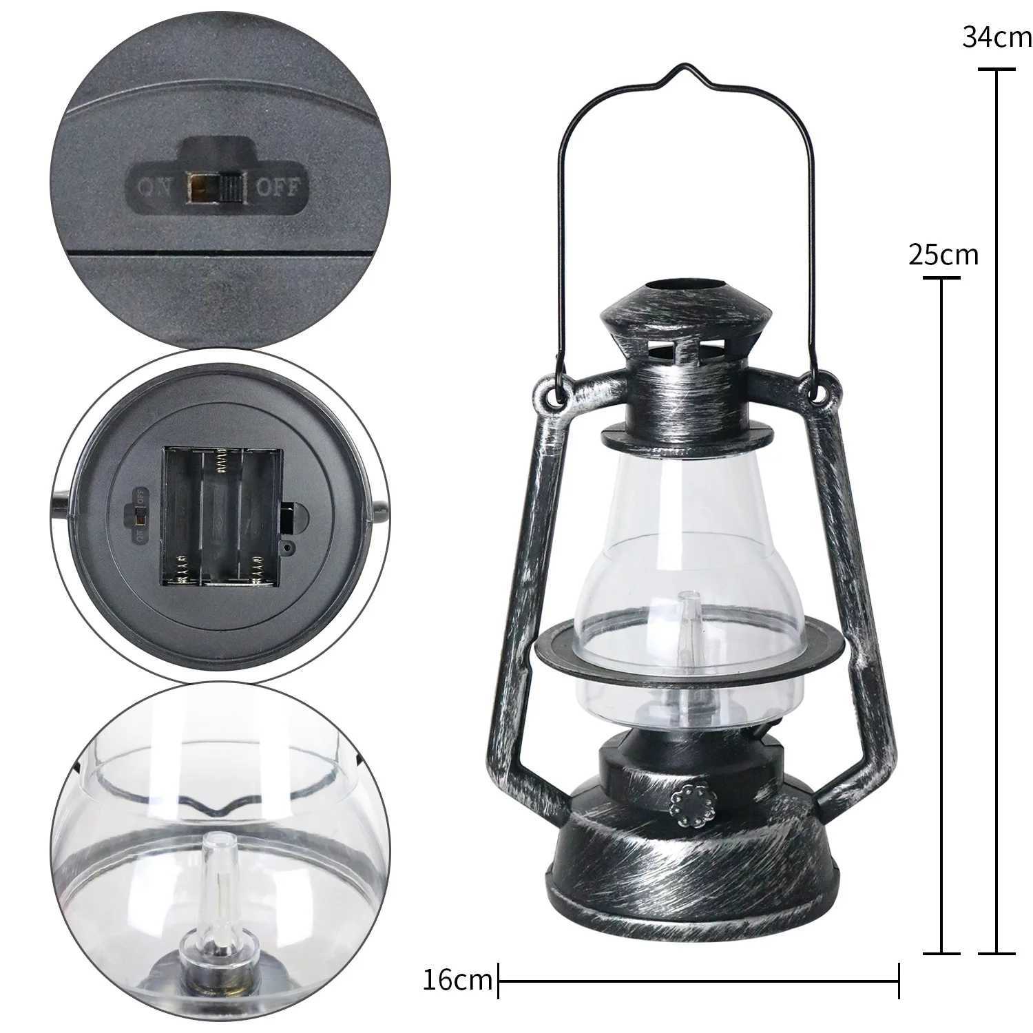 Vintage Lantern Camping Light Battery Powered LED Candle Tent Kerosene Lamp Portable Lights Outdoor Garden Christmas Decoration J250925