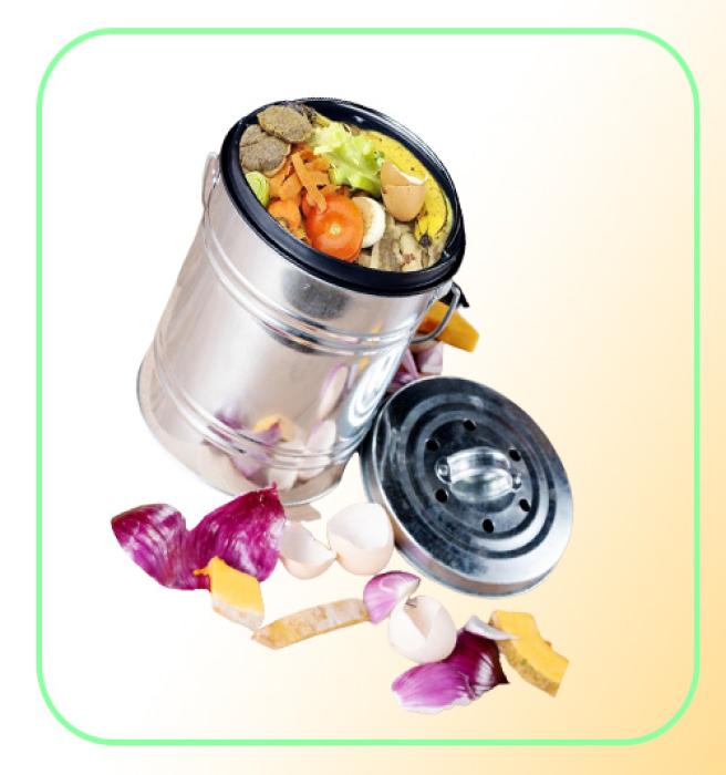 3L Kitchen Compost Bin Outdoor Compost Bucket Indoor Odorless Countertop Compost Pail Black Charcoal Filter Recycling Bin Pail LJ5274805