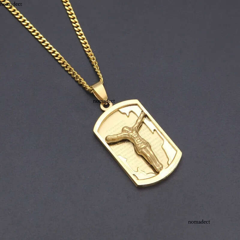 Mens Hip Hop Neclace Jewelry Stainless Steel Jesus Pendant Necklace Fashion Gold Dog Tag Necklaces 77