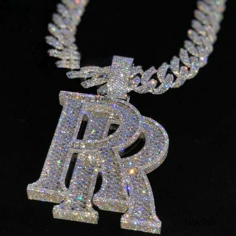 necklace moissanite chain Iced Out Jewelry Moissanite Letters Dias Necklace Hip Hop Sier Custom Pendant e3