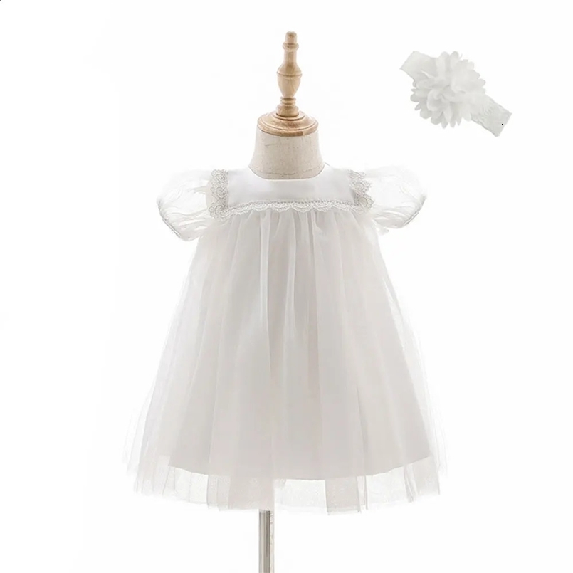 HETISO Fairy Princess Christening Clothes For Girl Puff Sleeve Toddler Girl dresses Lace Baby Girl Birthday One Piece 250305