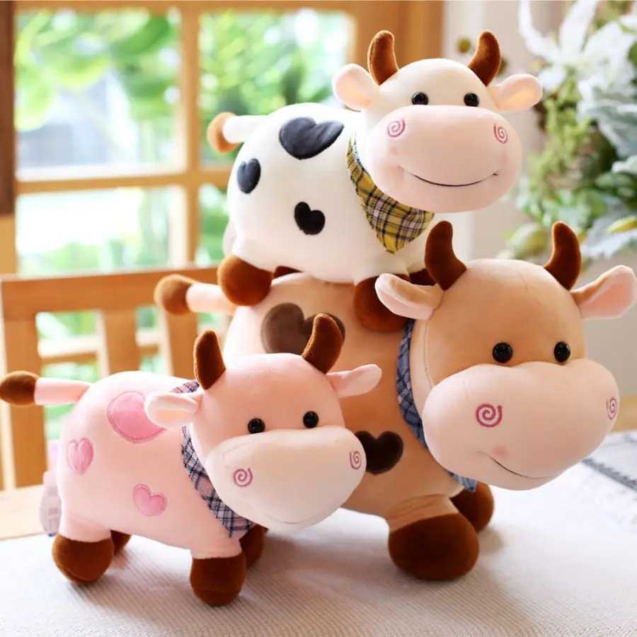 Cartoon Cute Cow Plush Toy Soft Animal Cow Plush Toy Kawaii Girls Cotton Animal Plush Doll Home Decoration Gift C250925