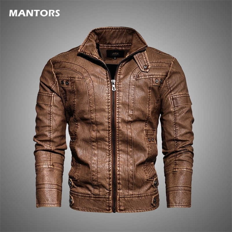 Men's Leather Jacket Autumn Winter Casual Motorcycle Jacket Male Warm Windbreaker Fleece PU Jacket Coat Men Streetwear 5XL 211018