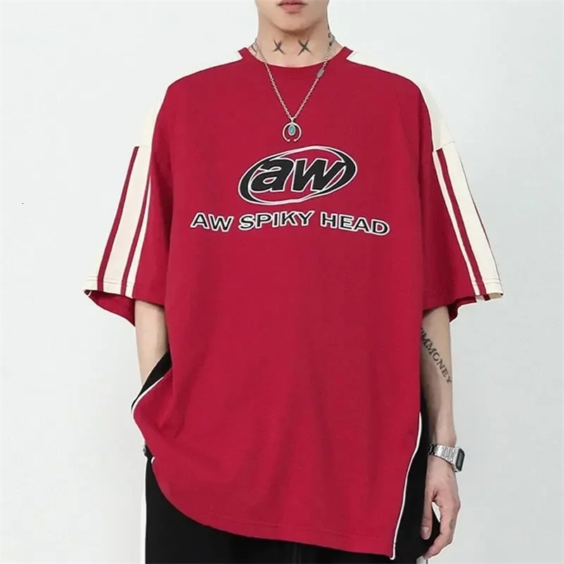 Y2K Korean Men Streetwear Letter Graphic Acubi Harajuku Egirl Short Sleeve T-Shirts Grunge Aesthetics Oversized Tops Alt Clothes 240703
