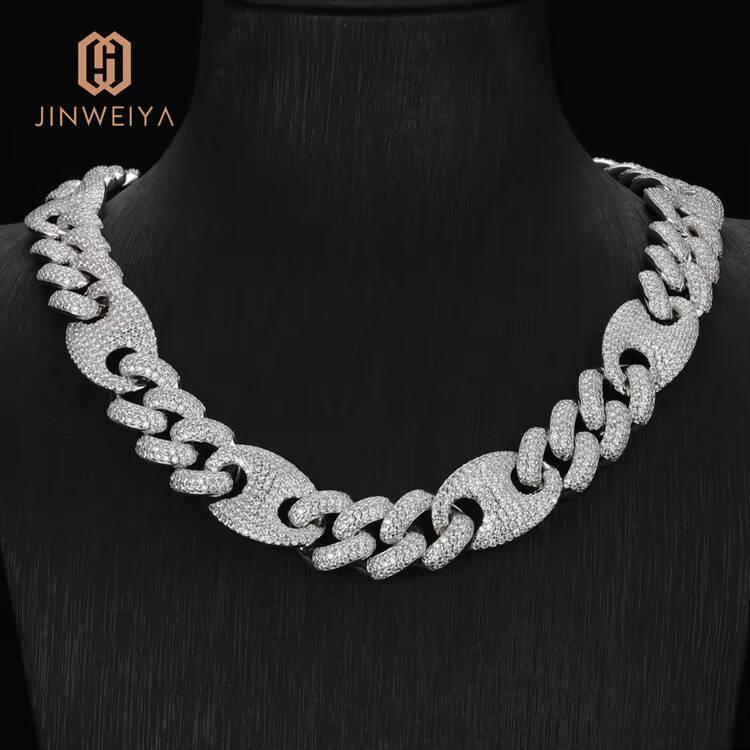 JWY Customized Trend Luxury 16mm Cuban Hip Hop Brass Moissanite Ice Necklace for Men Real Gold Chain Fashionable Accessory