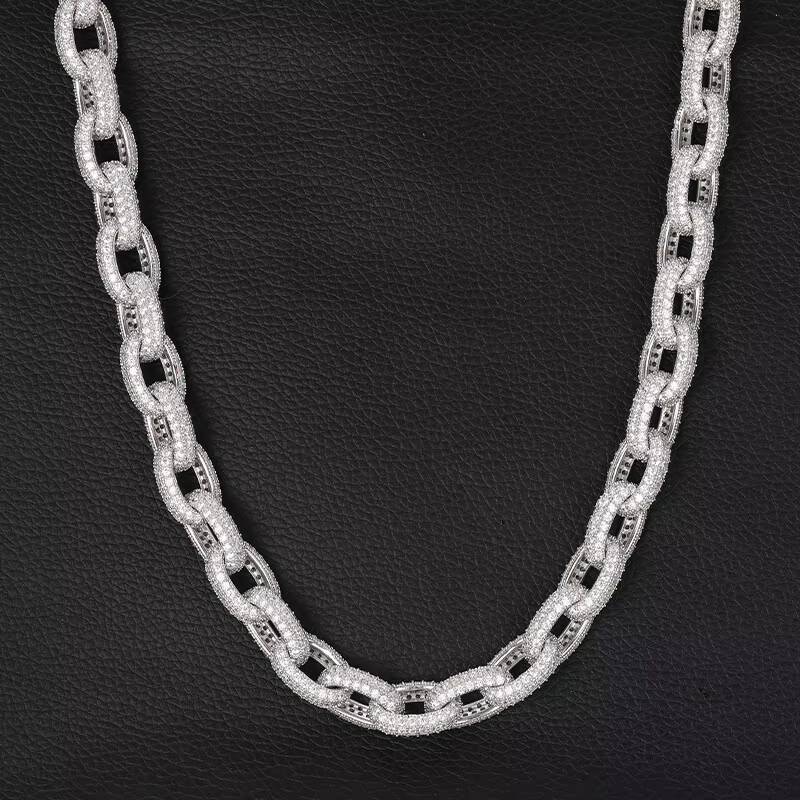 High Quality S925 Sterling Silver OShaped MicroEncrusted Moissanite HipHop Rap Accessories Fashion Pendants with Alloy Chain