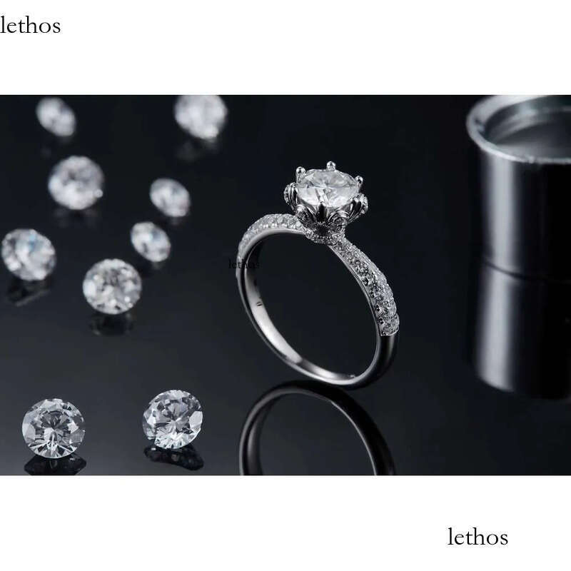 DHCollections Engagement Rings Jewelry Plated Ring Gold High Quality in Stock Sterg Sier for Women with Moissanite 1ct 6.5mm M27A 75