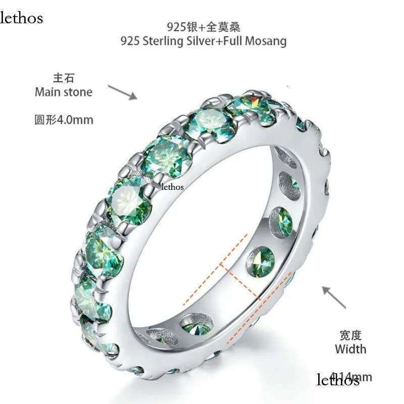 Men Women Rings Sterling Sier Dia Passed Test 4mm Blue Green Moissanite Ring for Party Wedding Nice Gift a4