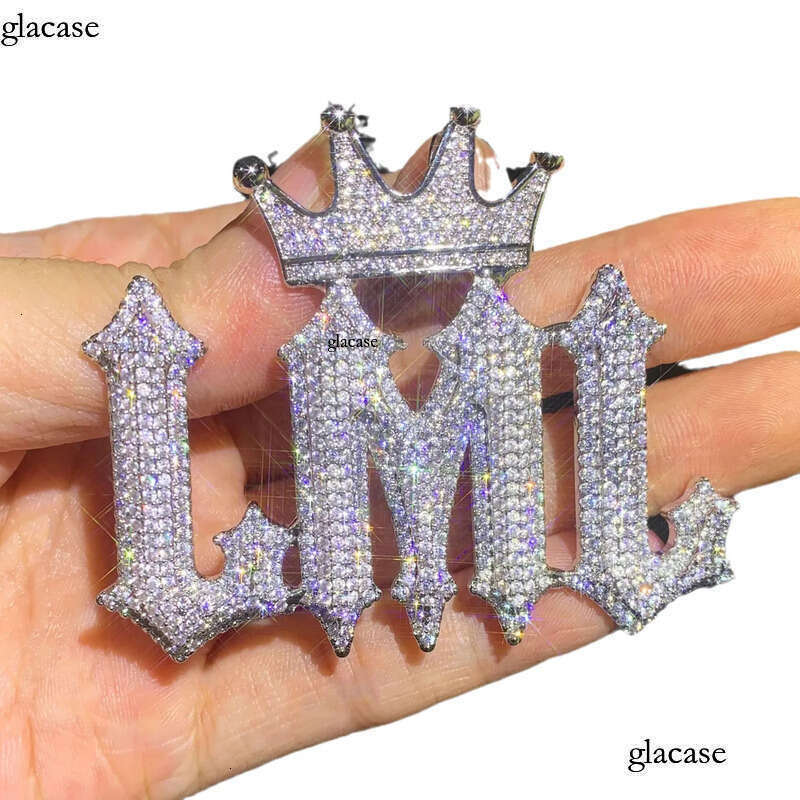 DIY Custom A-Z Burr Letters Name Pendant Necklace TopBling 5A Zircon Crown Clasp Jewelry