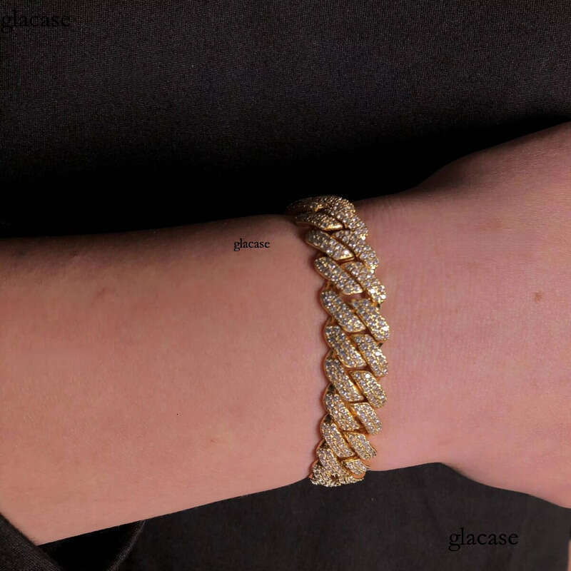 15mm Full Set Cuban Bracelet with Ribbed Plaid Necklace