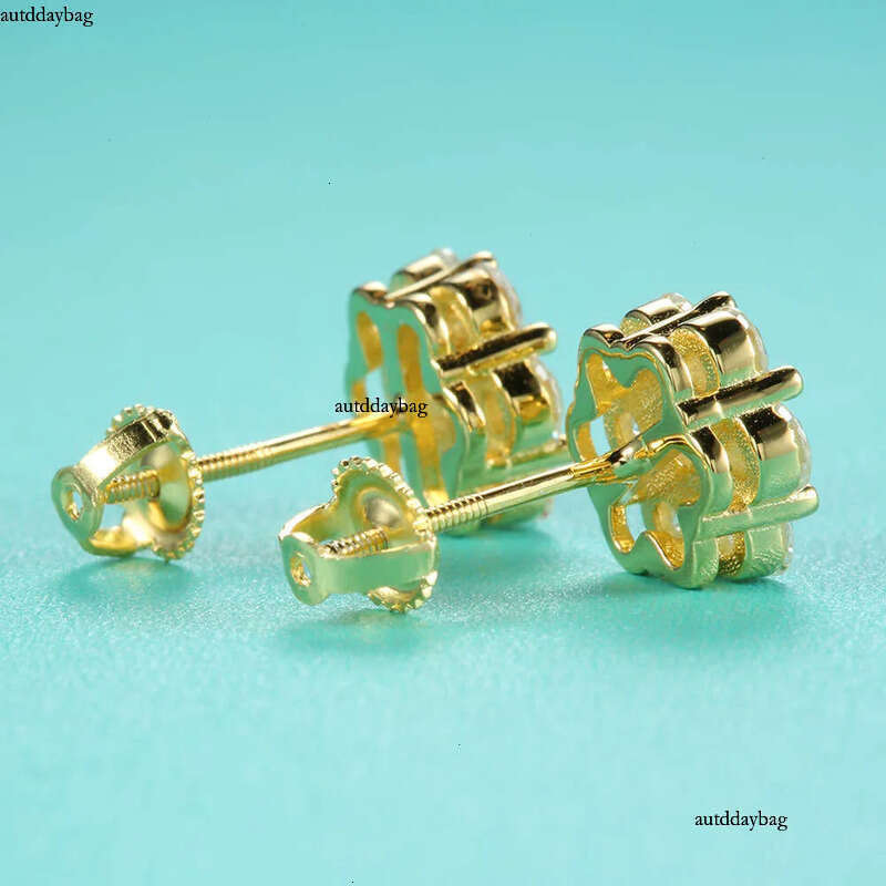 Wholesale Lab Dia Screw Back Sterg Sier wer D vvs Moissanite Iced Out Cluster Stud Earrings For Women 25