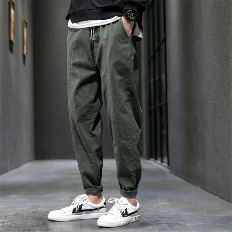 Spring Autumn Fashion Harajuku Y2K Solid Cotton Pants Man Straight Leg Loose Casual Trousers Hip Hop Streetwear Male Clothes 240911