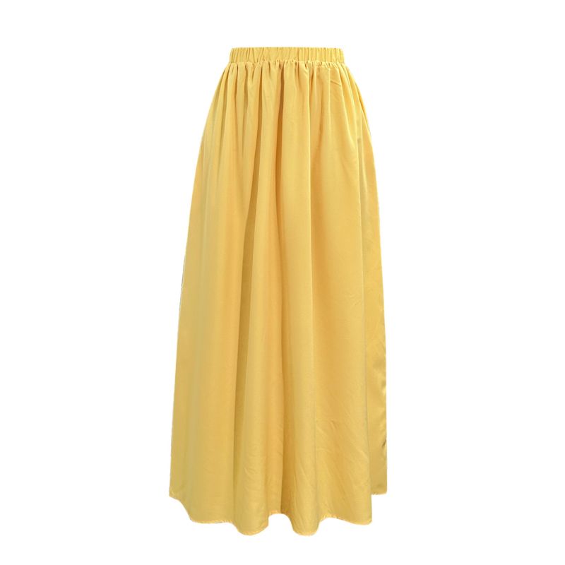 Women's Spring & Summer Elegant Casual A - Line Maxi Skirt, Milk Silk Versatile Outdoor Wear Midi Skirt-CF52703