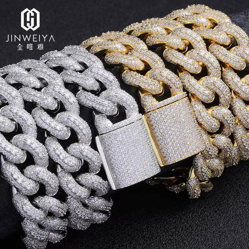 FaMoissaniteory Customized Trendization 925 Silver Miami Cuban Link Chain 18mm24 Inch Moissanite Necklace