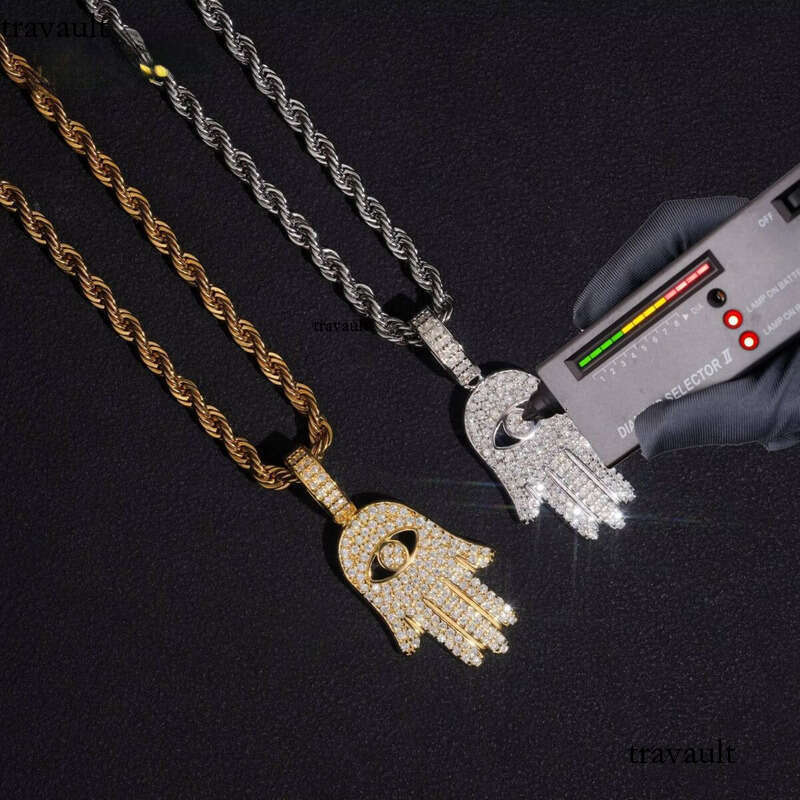 Wholesale Hip Hop Jewelry for Gift Hamsa Hand Custom Iced Out Fashion Sier VVS Moissanite Dia Lucky Pendant