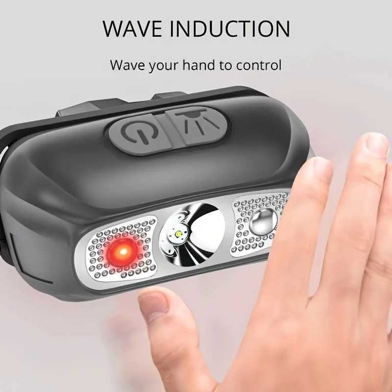 Powerful Headlamp LED Sensor Strong Light Headlamp Mini USB Rechargeable Flashlight Head Light Portable Camping Search Light J250925