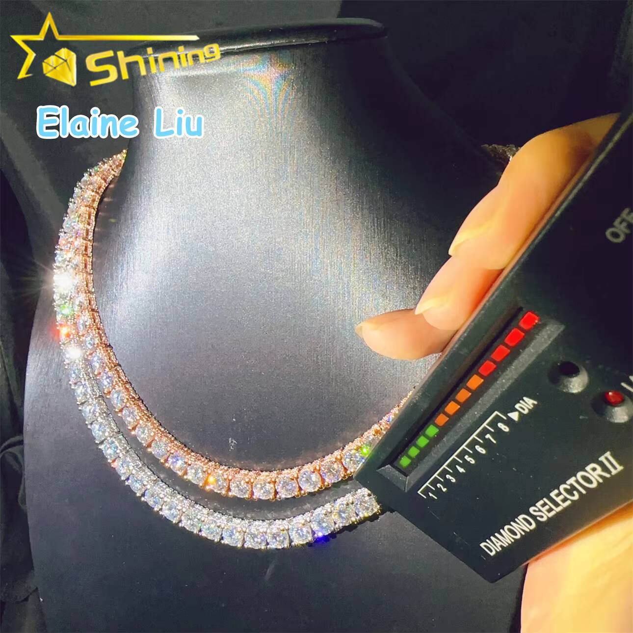 Hip Hop Jewelry Customized Trend Vvs Diamond Tennis Bracelet Silver 925 Vvs Moissanite Iced Out Moissanite Diamond Tennis Chain Necklace