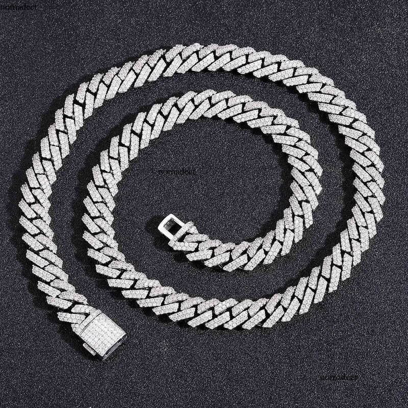 Moissanite Gold Sier Chains For Mens Womens Miami Cuban Link Chain Bracelets Necklace Jewelry 10mm e8