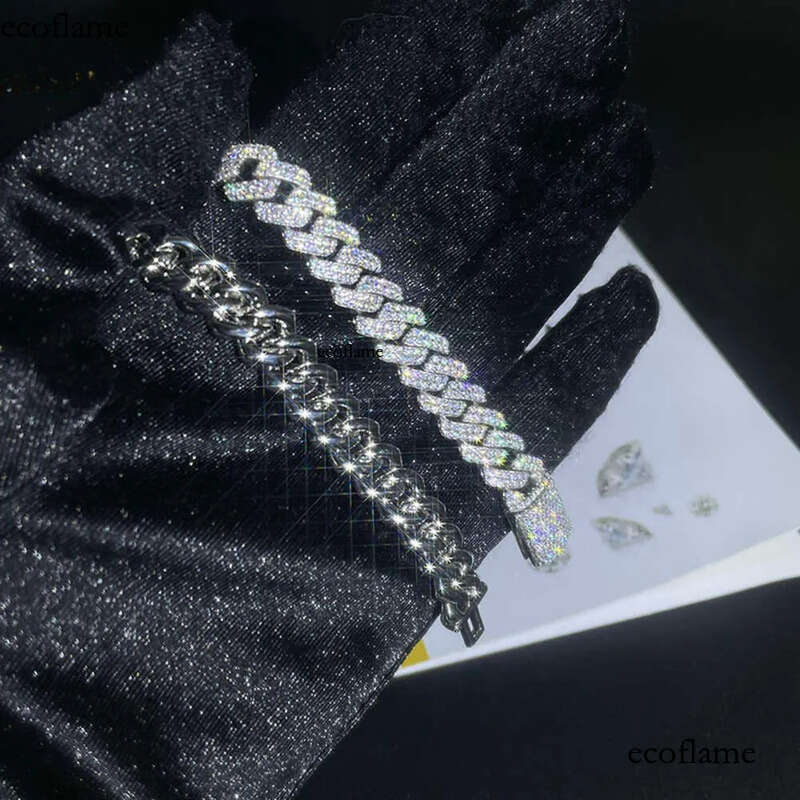 10mm Hip Hop Necklace for Pendant White Sterling Sier Iced Out Vvs Moissanite Dia Cuban Link Chain Men Women