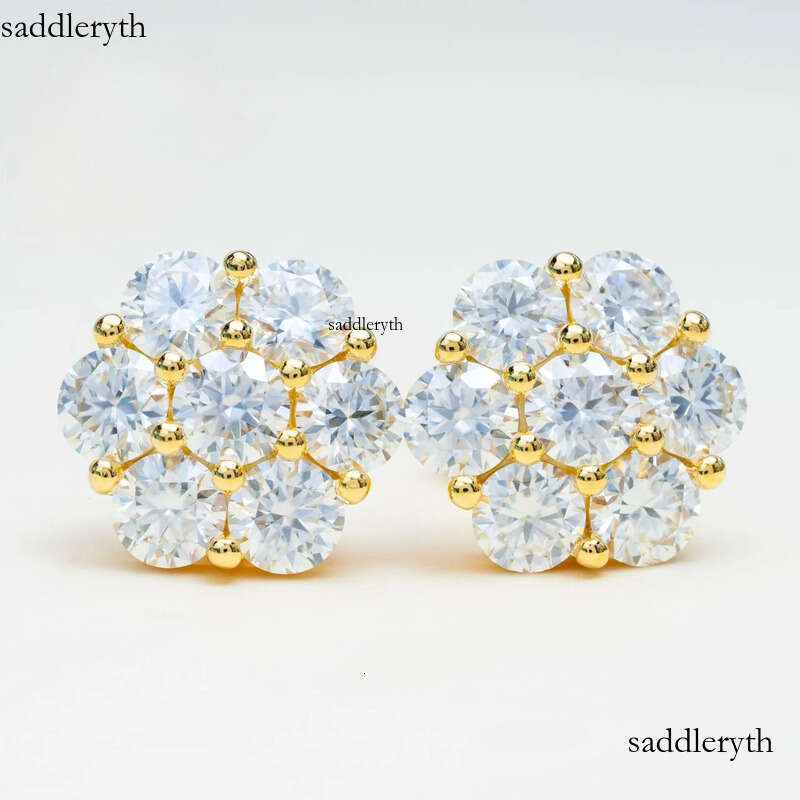 Hiphop style passed dia test wer shape round cut VVS DEF sterg sier women men moissanite earring 3b