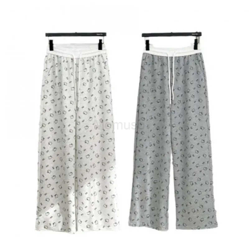 Sanrio Hello Kitty Wide Leg Pants Kawaii Palazzo Pants Anime Cartoon Comfortable Thin Elastic Waistband Cute Girl Home Clothes L250925