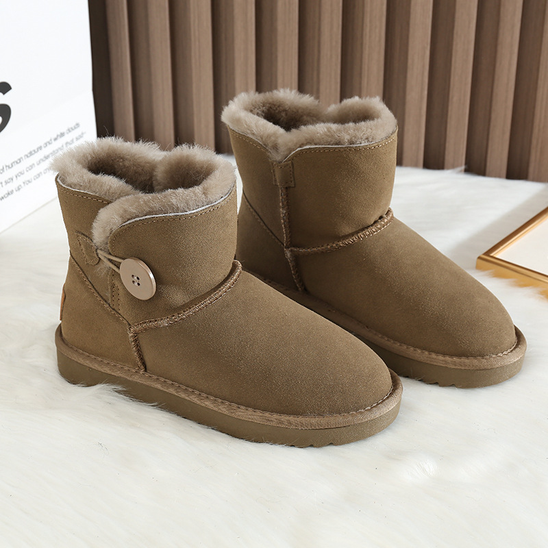 CE designer shoes Free shipping oxhide affordable luxury Winter anti slip snow boots with thick plush cotton shoes Ethereal black plain