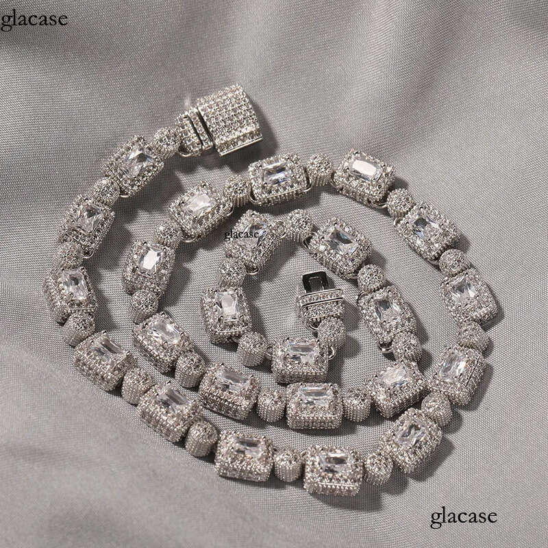 Hip Hop Tennis Chain Necklace Bracelet White Pink Zirocn Gold Plated Men Women Lover Couple Jewelry