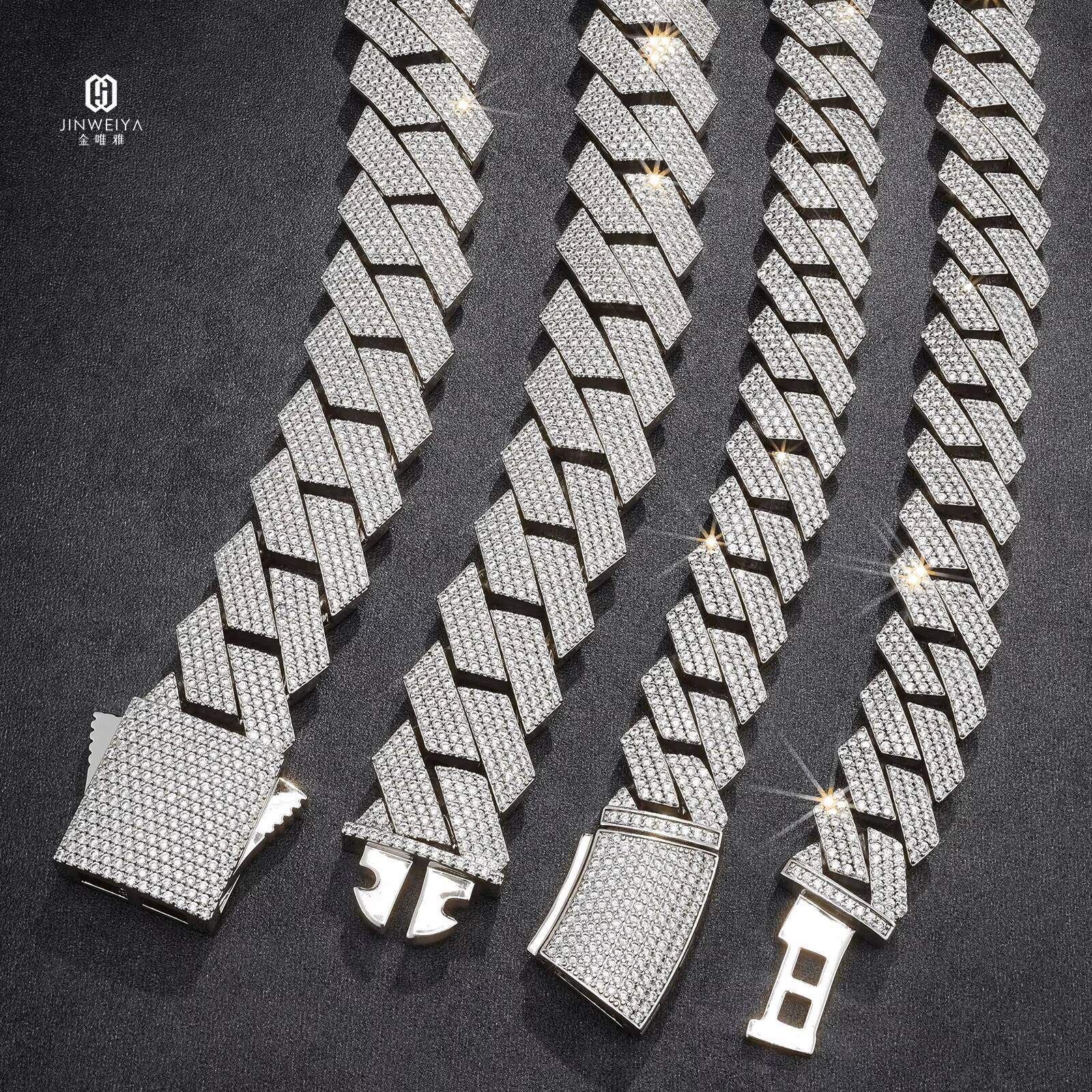 High Jewelry Mens VVS Moissanite Necklace 925 Silver 15mm 18mm Cuban Link Chain Iced Out Style