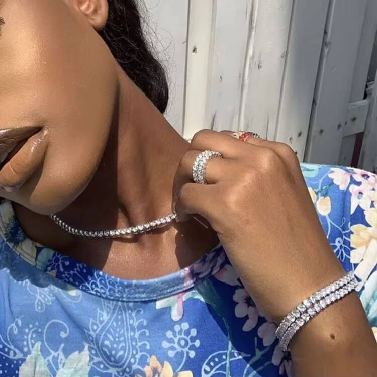 RINNTIN SB Customized Trendizable Tennis Chains Jewelry 925 Sterling Silver 2mm 3mm 4mm CZ Moissanite Tennis Bracelet