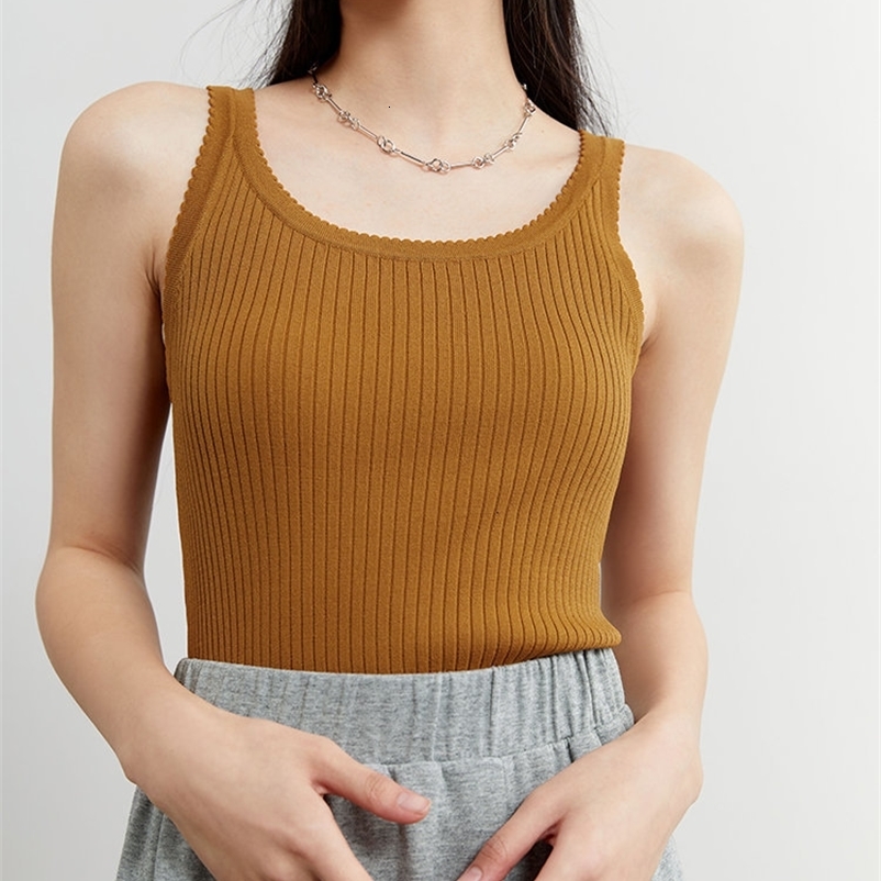 Camisoles Tanks DUSHU Women'S Simple Slim Elastic Versatile U-Neck Sling Vest For Women Spring Grey Black White Tanks For Women 230327