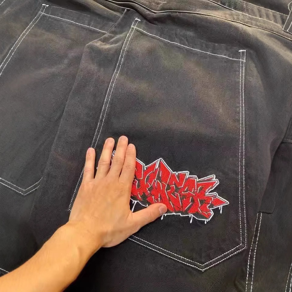 Spring New American High Street Embroidered Straight Jeans Unisex Fashion Versatile Slim Jeans 250822