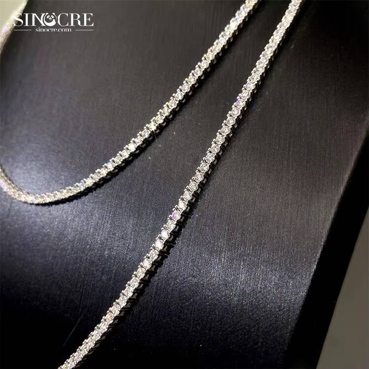 2mm Tennis Cz Sinocre Nontarnish Hiphop Moissanite 925 Silver Chain Mens