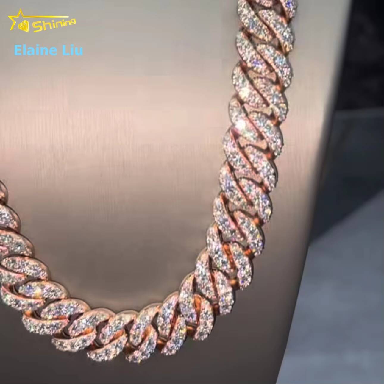 16mm Width Fashion Iced Out Hip Hop Jewelry VVS Moissanite Diamond 925 Sterling Silver Miami Cuban Link Chain Necklace